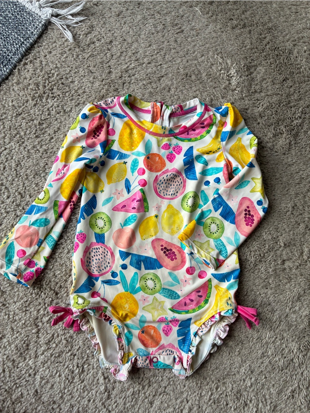 Hatley Bright Fruit-Print one piece Rashguard in Pink, Yellow, Blue, Green